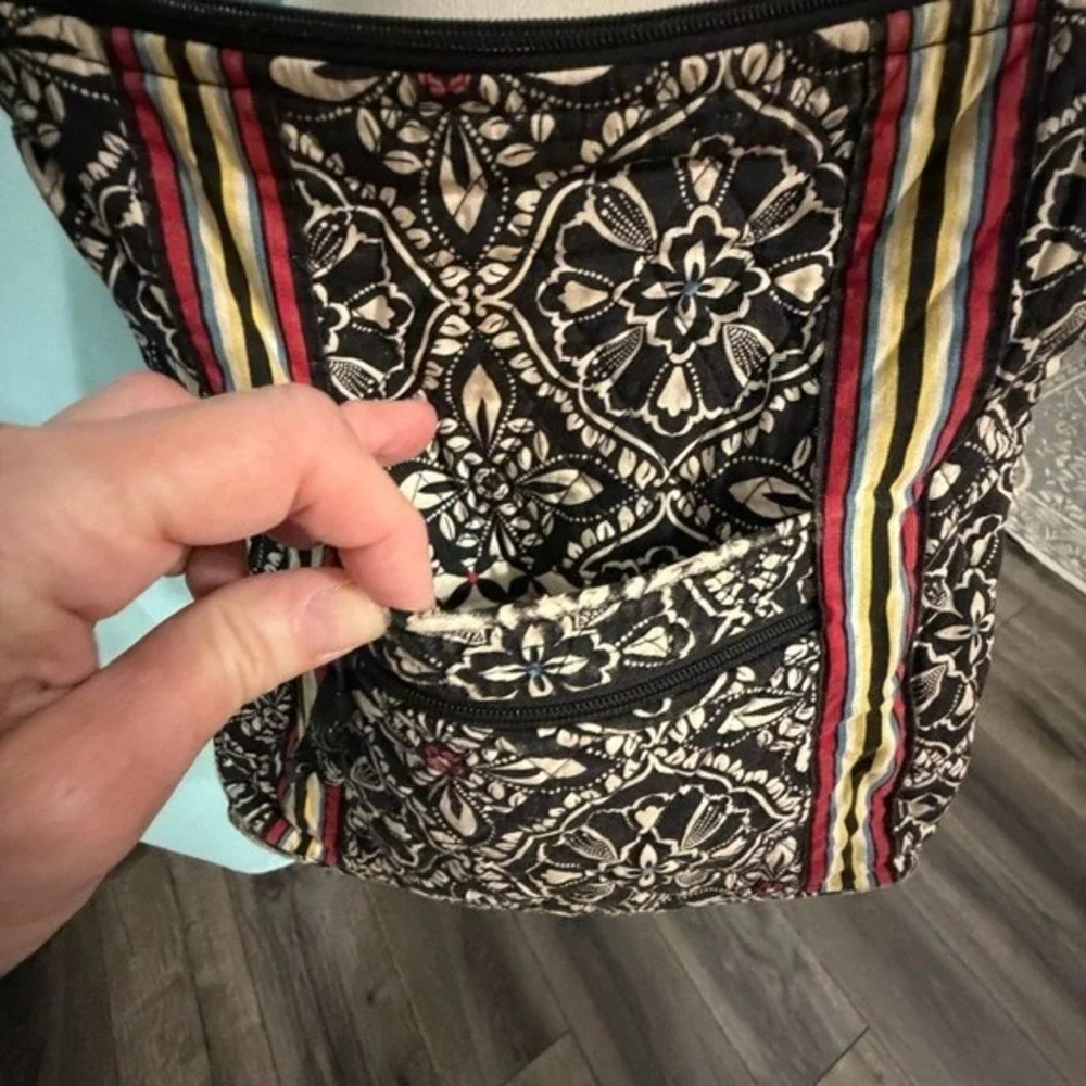 Vera Bradley Night and Day Hipster Crossbody Bag Black White Floral One Size
